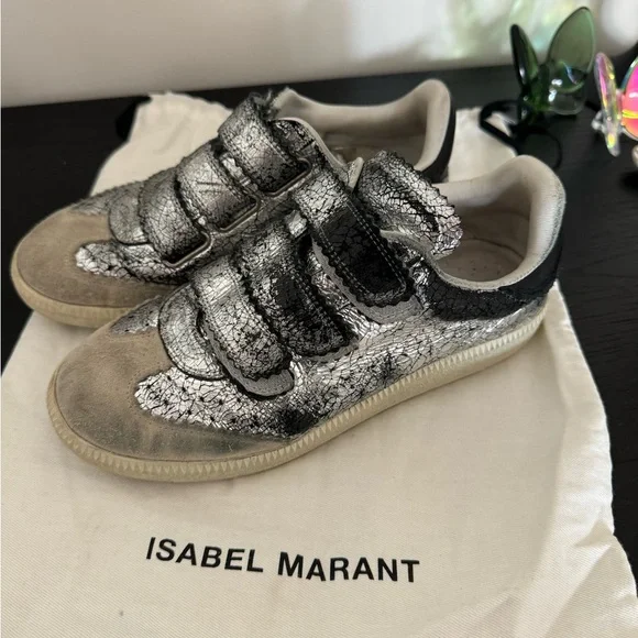 スニーカー Isabel Marant Sneakers & Slip-On Silver Isabel Marant, Kindsay silver lurex and leather sneakers